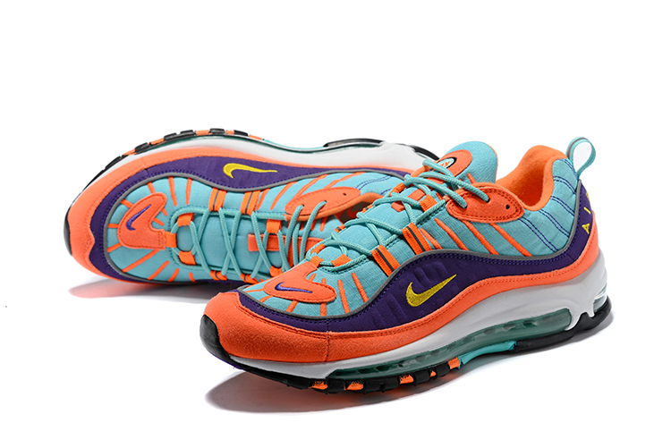 2018 Men Nike Air Max 98 Jade Blue Orange Purple Shoes